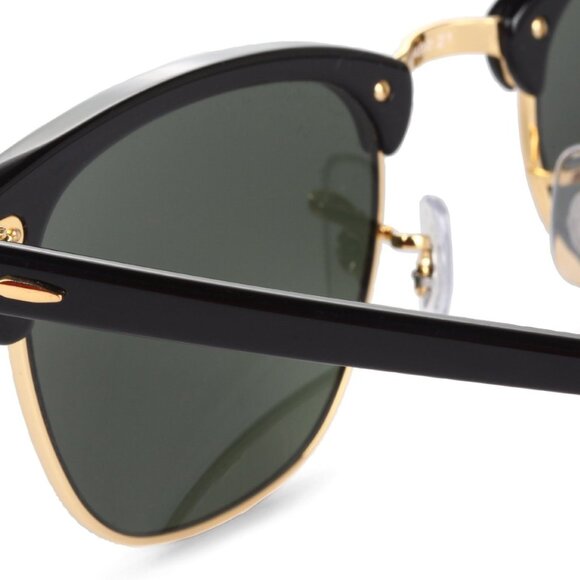 Ray-Ban RB3016-W365 Clubmaster  Black Frame Green Lenses 51mm Unisex Italy Made - Picture 2 of 12